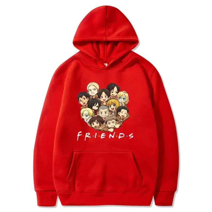 Attack on Titan Friends Hoodie Red